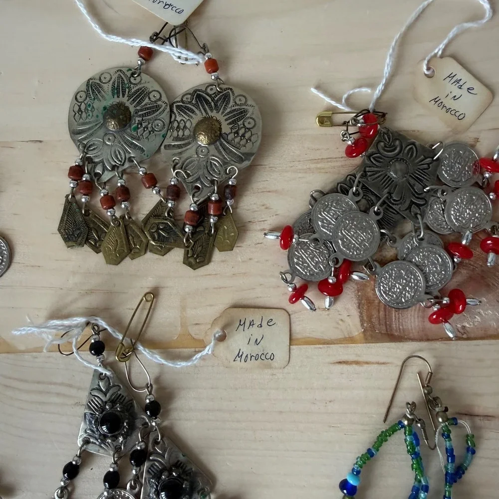 9 pairs Moroccan Artisan Earrings Boho Silver Floral Statement Handmade Jewelry